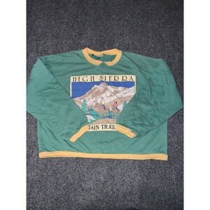 Mainframe Vintage High Sierra Mountain Trail Graphic Sweatshirt Green Yellow L